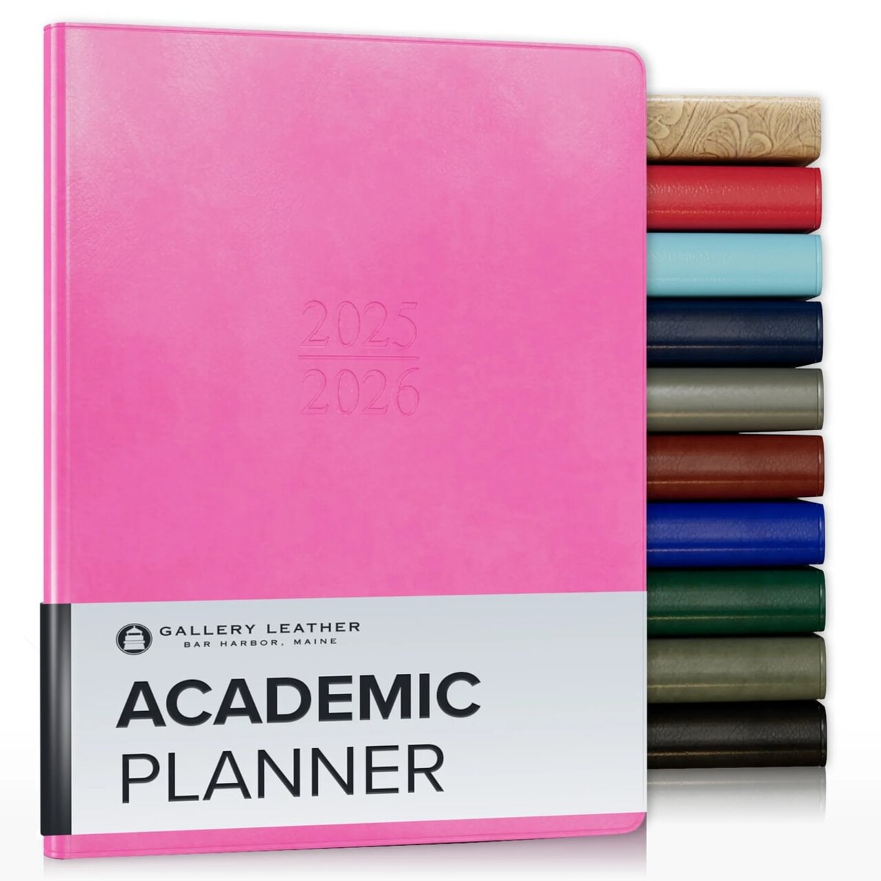 Gallery Leather Academic Planner 2026, Teacher and Student Weekly Monthly Planner, Elegantly Bound Calendar with Gold-Gilded Page Edges, 18 Months - 9 x 7 "
